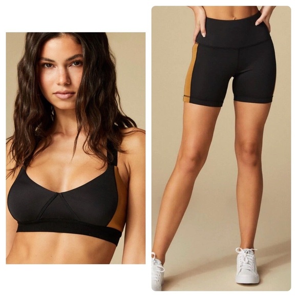 Tan + Lines Sivan Pants - Tan + Lines Sivan Sunset Sports Bra & Los Feliz Bike Shorts Set Black/Bronze Med